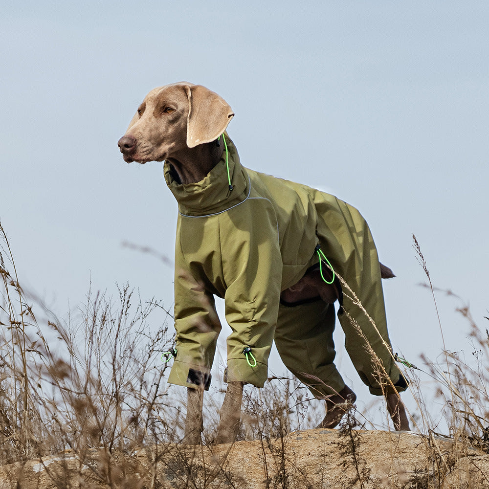 Large dog four-legged jacket Windproof turtleneck sweater Outdoor warm all-inclusive dog clothing Pet clothing